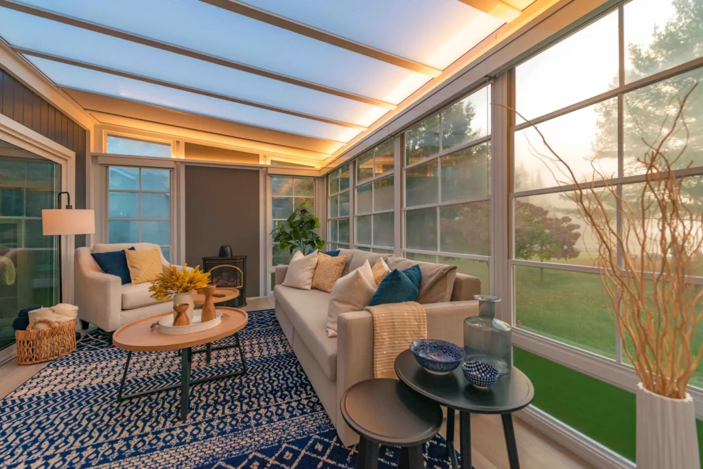 Create a warm and inviting Thanksgiving atmosphere with cozy lighting in your Manitoba sunroom.