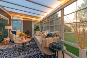 Create a warm and inviting Thanksgiving atmosphere with cozy lighting in your Manitoba sunroom.