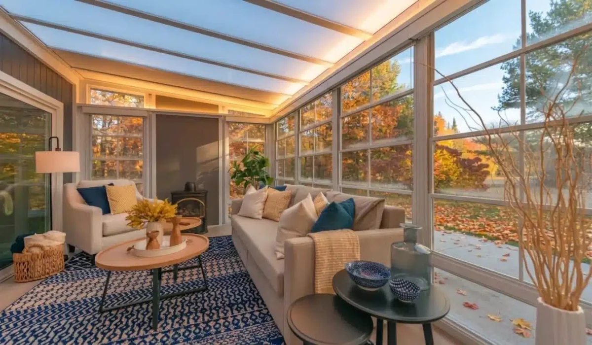 Create a warm and inviting Thanksgiving atmosphere with cozy lighting in your Manitoba sunroom.